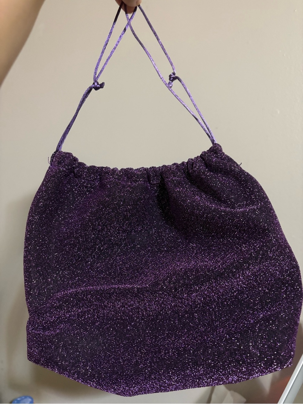 Purple Glitter Drawstring Women’s Bag